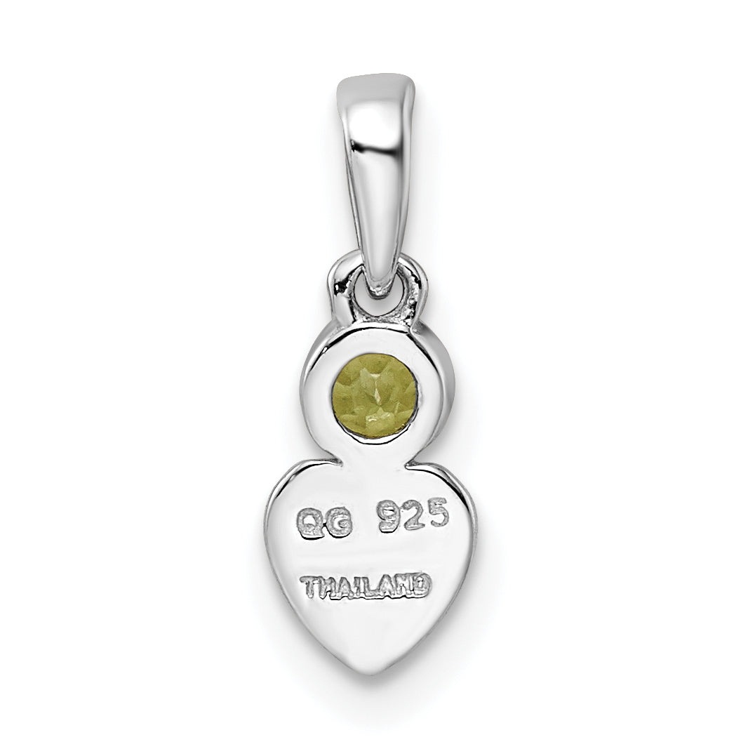 Sterling Silver Rhodium-Plated Polished Peridot Heart Pendant