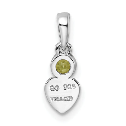 Sterling Silver Rhodium-Plated Polished Peridot Heart Pendant