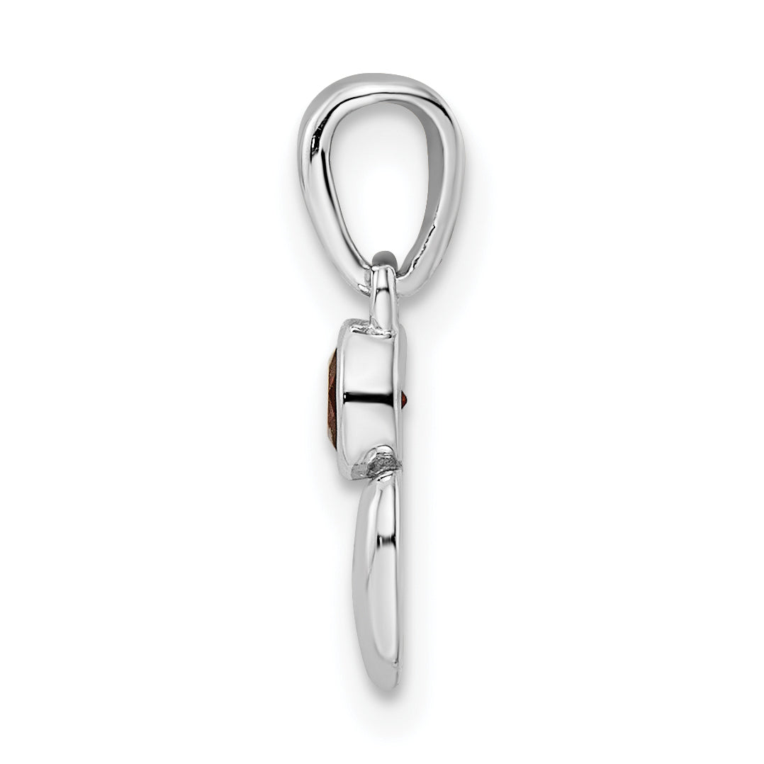 Sterling Silver Rhodium-Plated Polished Garnet Heart Pendant
