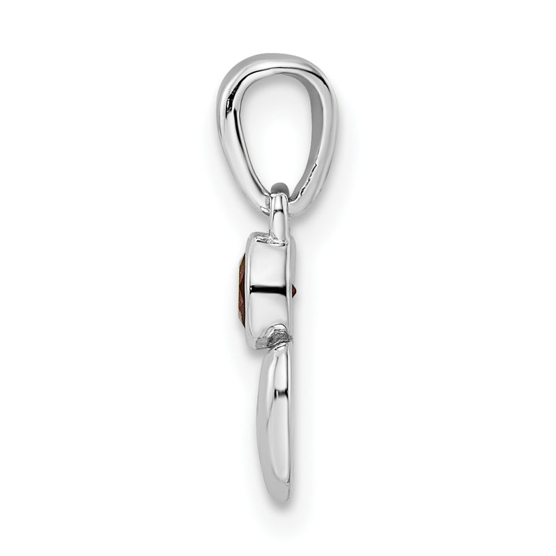 Sterling Silver Rhodium-Plated Polished Garnet Heart Pendant