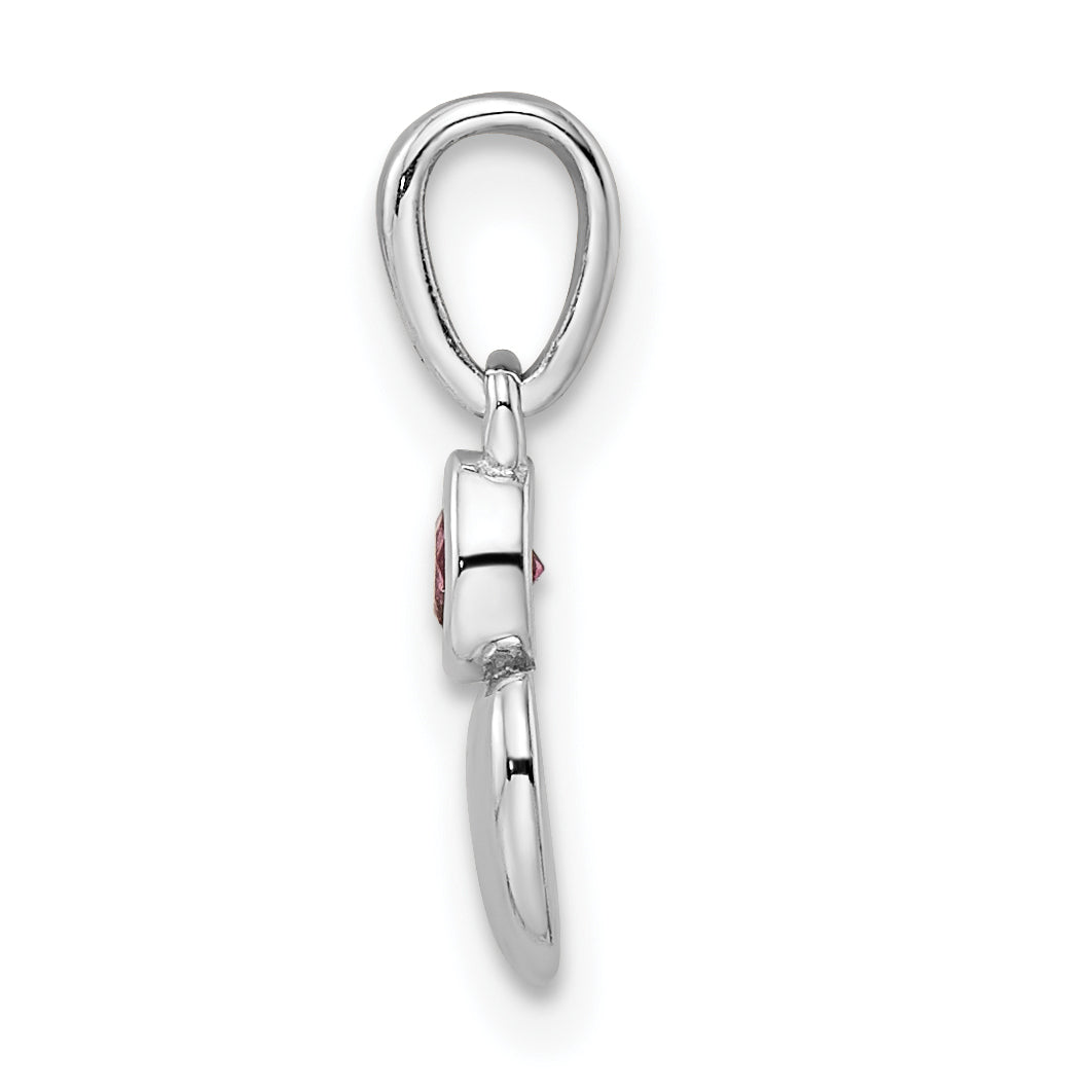 Sterling Silver Rhodium-Plated Polished Rhodolite Garnet Heart Pendant