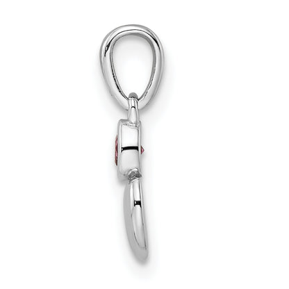 Sterling Silver Rhodium-Plated Polished Rhodolite Garnet Heart Pendant