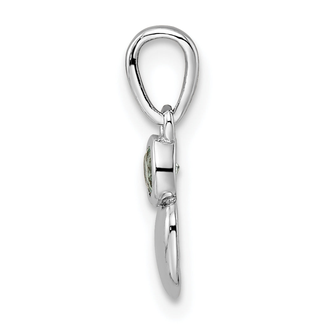 Sterling Silver Rhodium-Plated Polished Aquamarine Heart Pendant