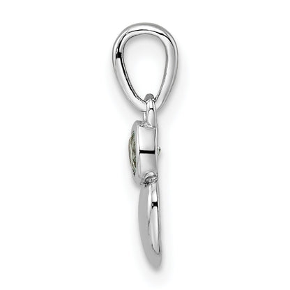 Sterling Silver Rhodium-Plated Polished Aquamarine Heart Pendant