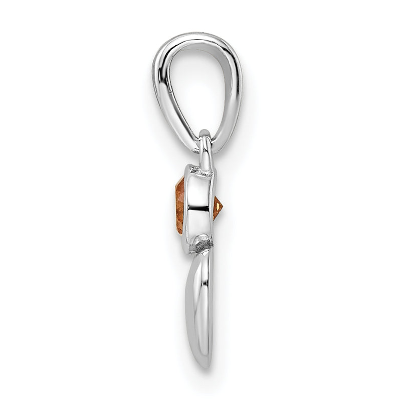 Sterling Silver Rhodium-Plated Polished Citrine Heart Pendant