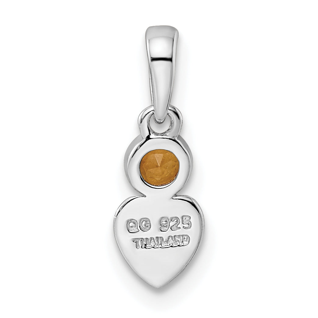 Sterling Silver Rhodium-Plated Polished Citrine Heart Pendant