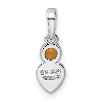 Sterling Silver Rhodium-Plated Polished Citrine Heart Pendant