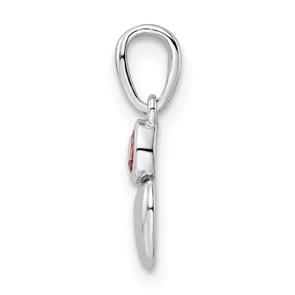 Sterling Silver Rhodium-Plated Polished Pink Tourmaline Heart Pendant