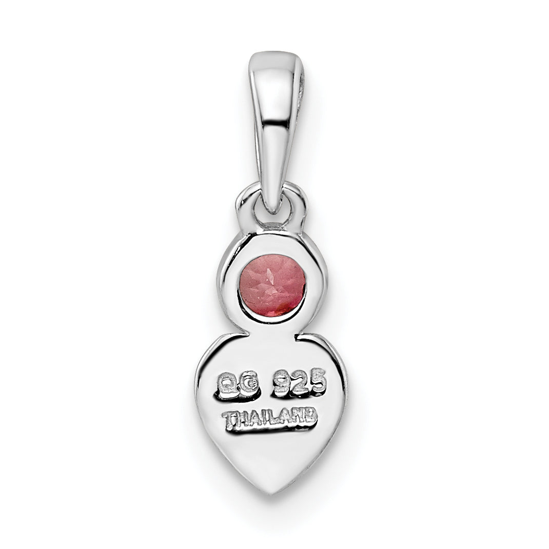 Sterling Silver Rhodium-Plated Polished Pink Tourmaline Heart Pendant