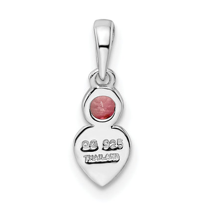 Sterling Silver Rhodium-Plated Polished Pink Tourmaline Heart Pendant