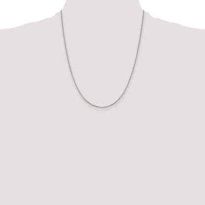 22 Inch Sterling Silver 1.25mm 8 Sided Diamond-Cut Box Chain W/4In Ext.