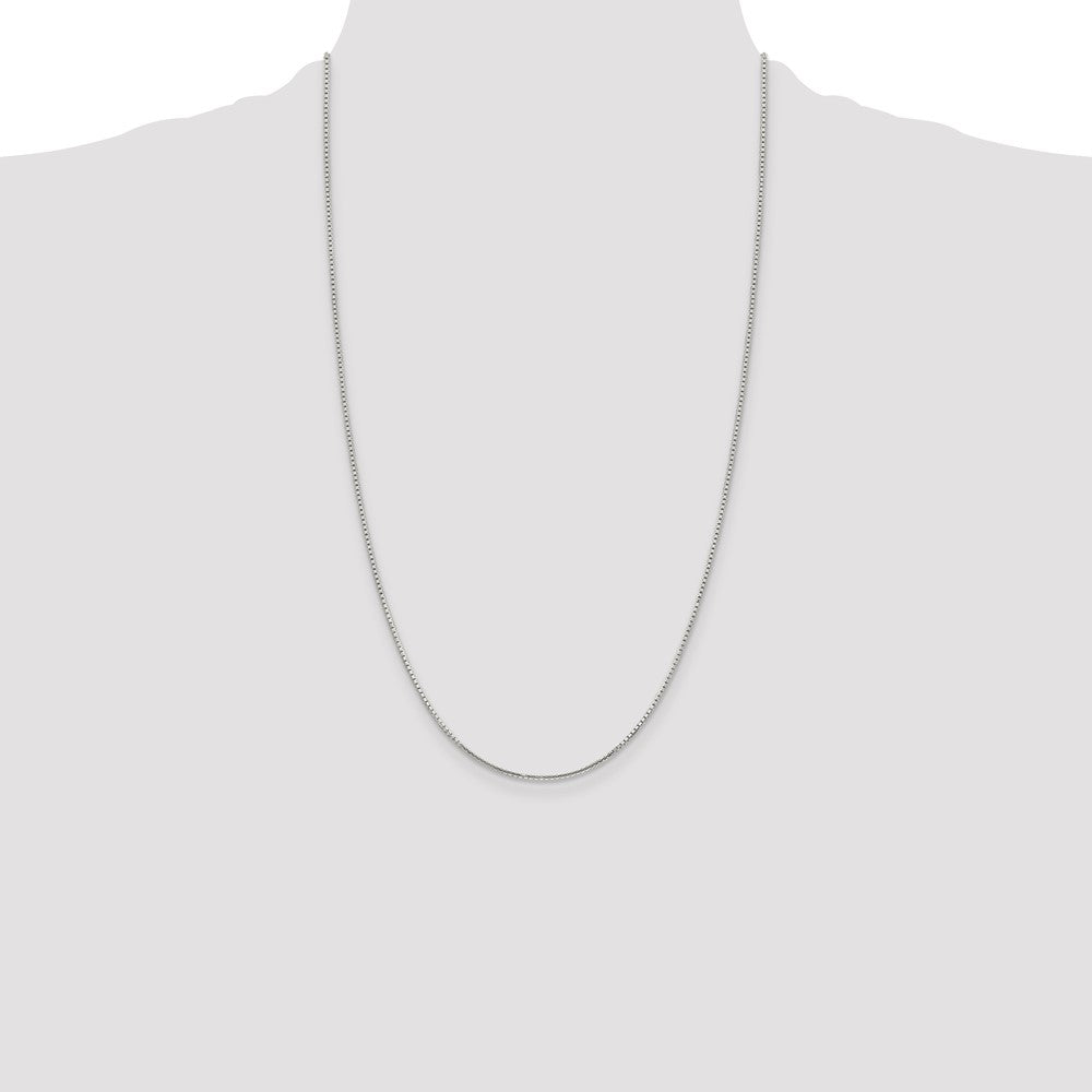 26 Inch Sterling Silver 1.25mm 8 Sided Diamond-Cut Box Chain Necklace