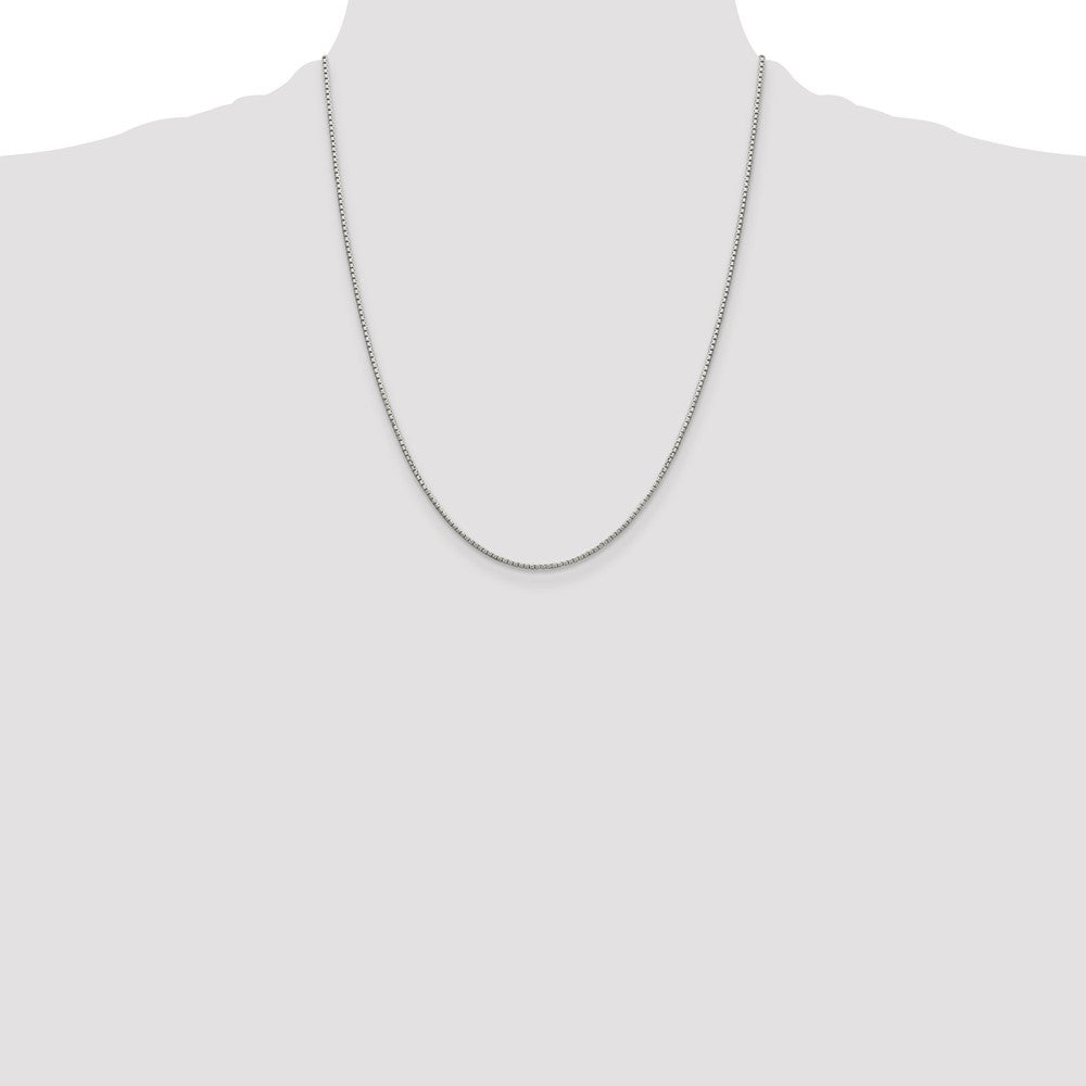 22 Inch Sterling Silver 1.35mm 8 Sided Diamond-Cut Box Chain W/4In Ext.