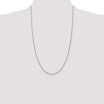 26 Inch Sterling Silver 1.35mm 8 Sided Diamond-Cut Box Chain Necklace