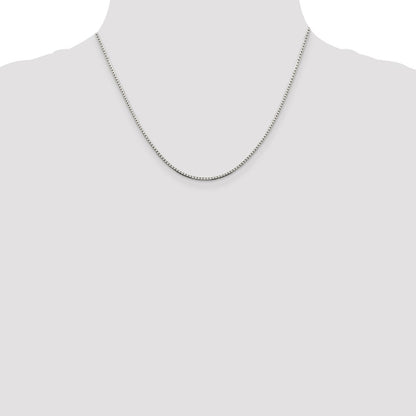 18 Inch Sterling Silver 1.5mm 8 Sided Diamond-Cut Box Chain W/2In Ext.