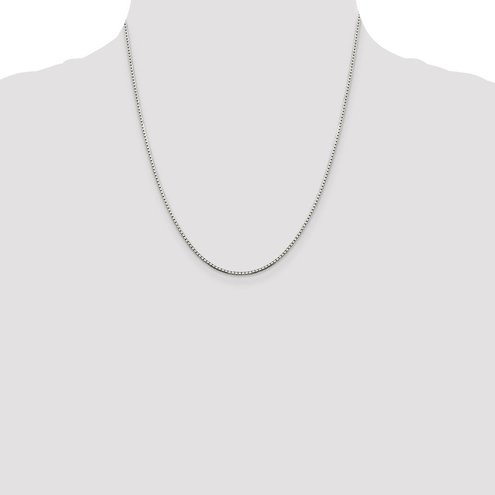 20 Inch Sterling Silver 1.5mm 8 Sided Diamond-Cut Box Chain Necklace