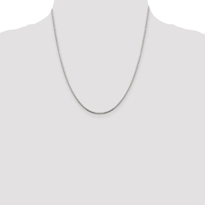 20 Inch Sterling Silver 1.5mm 8 Sided Diamond-Cut Box Chain Necklace