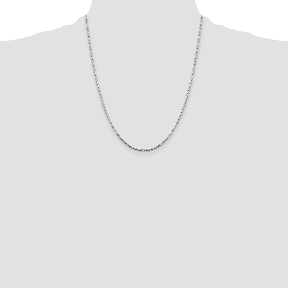 22 Inch Sterling Silver 1.5mm 8 Sided Diamond-Cut Box Chain W/4In Ext.