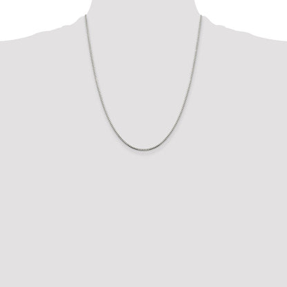 22 Inch Sterling Silver 1.5mm 8 Sided Diamond-Cut Box Chain W/4In Ext.
