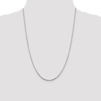 24 Inch Sterling Silver 1.5mm 8 Sided Diamond-Cut Box Chain Necklace