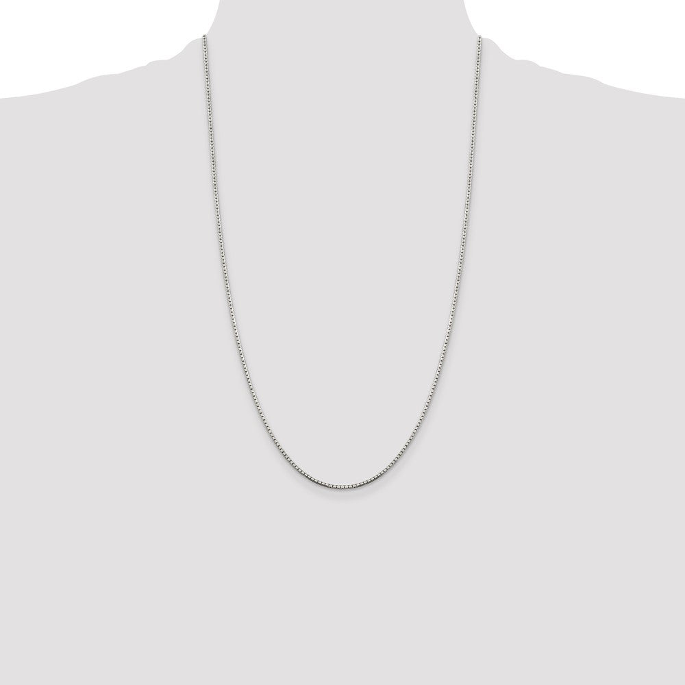 26 Inch Sterling Silver 1.5mm 8 Sided Diamond-Cut Box Chain Necklace