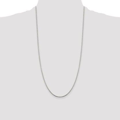 28 Inch Sterling Silver 1.5mm 8 Sided Diamond-Cut Box Chain Necklace