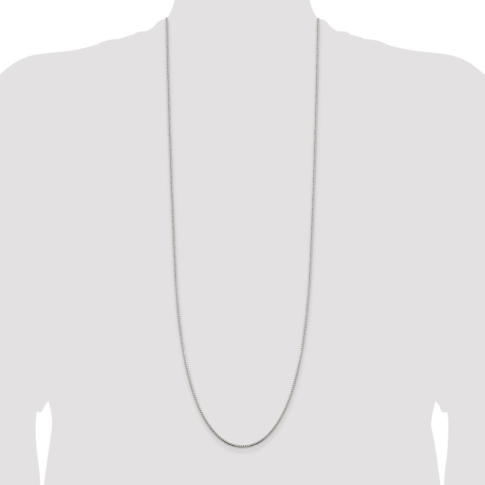 36 Inch Sterling Silver 1.5mm 8 Sided Diamond-Cut Box Chain Necklace