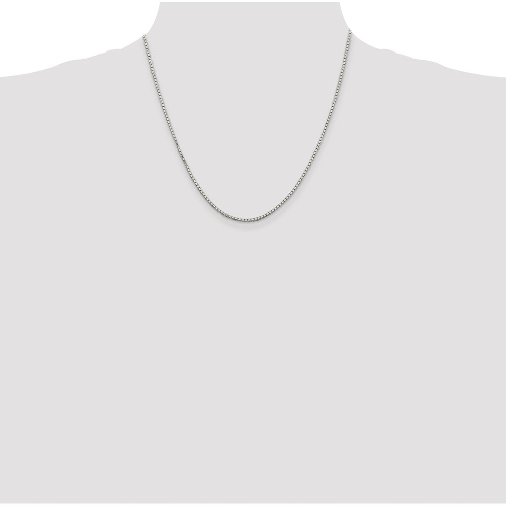 20 Inch Sterling Silver 1.7mm 8 Sided Diamond-Cut Box Chain Necklace