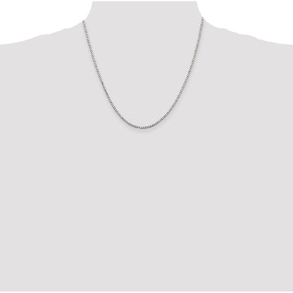 20 Inch Sterling Silver 1.7mm 8 Sided Diamond-Cut Box Chain Necklace
