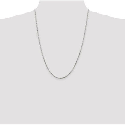 24 Inch Sterling Silver 1.7mm 8 Sided Diamond-Cut Box Chain Necklace