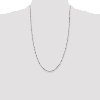26 Inch Sterling Silver 1.7mm 8 Sided Diamond-Cut Box Chain Necklace
