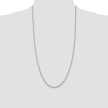 28 Inch Sterling Silver 1.7mm 8 Sided Diamond-Cut Box Chain Necklace