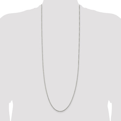 36 Inch Sterling Silver 1.7mm 8 Sided Diamond-Cut Box Chain Necklace