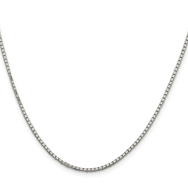 16 Inch Sterling Silver Rhodium-Plated 1.7mm 8 Sided D/C Mirror Box Chain Necklace
