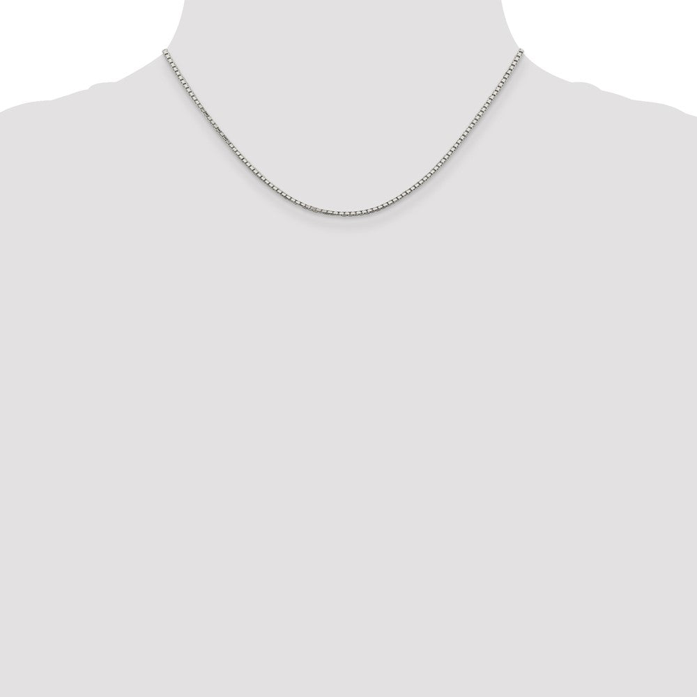 16 Inch Sterling Silver Rhodium-Plated 1.7mm 8 Sided D/C Mirror Box Chain Necklace