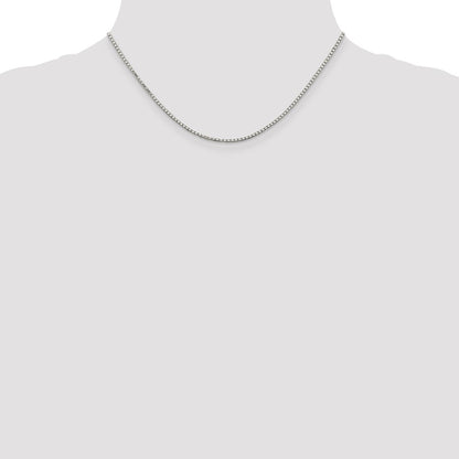 16 Inch Sterling Silver Rhodium-Plated 1.7mm 8 Sided D/C Mirror Box Chain Necklace