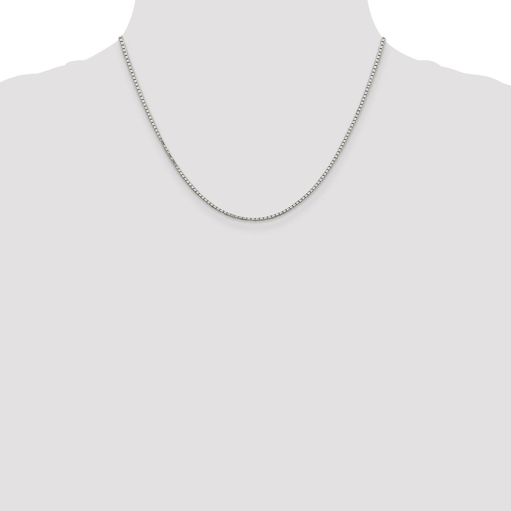 18 Inch Sterling Silver Rhodium-Plated 1.7mm 8 Sided D/C Mirror Box Chain Necklace