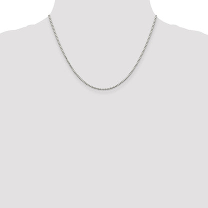 18 Inch Sterling Silver Rhodium-Plated 1.7mm 8 Sided D/C Mirror Box Chain Necklace