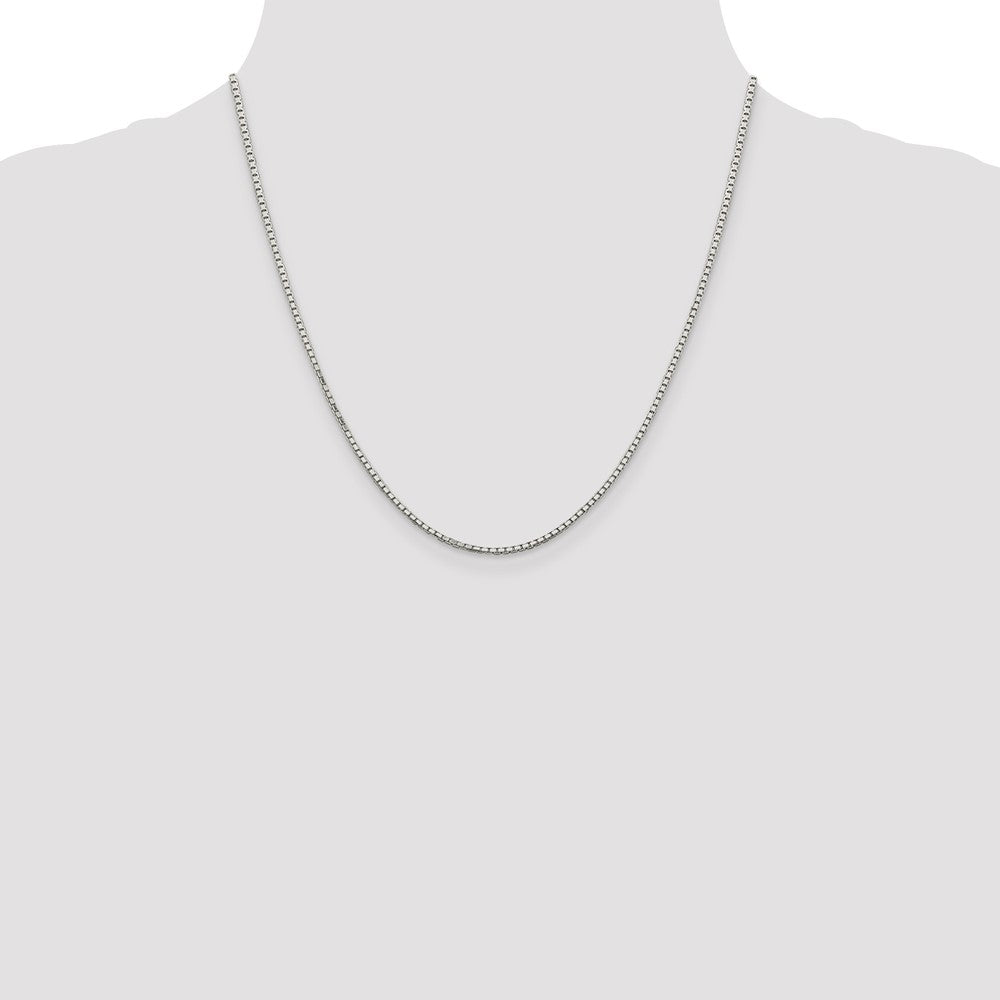 20 Inch Sterling Silver Rhodium-Plated 1.7mm 8 Sided D/C Mirror Box Chain Necklace
