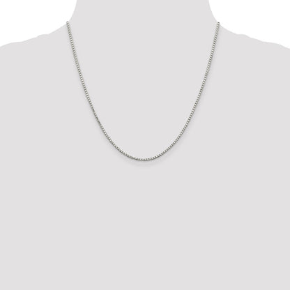 20 Inch Sterling Silver Rhodium-Plated 1.7mm 8 Sided D/C Mirror Box Chain Necklace