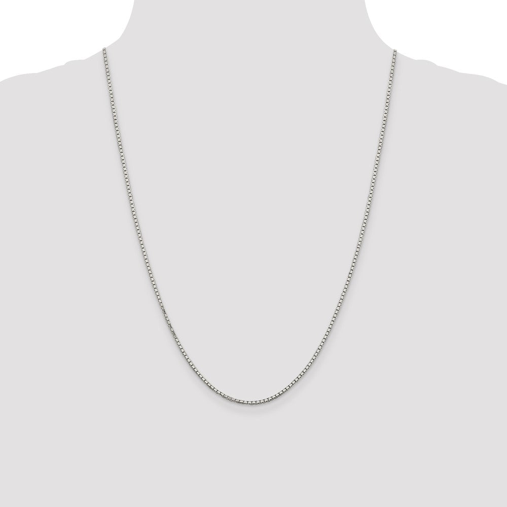 24 Inch Sterling Silver Rhodium-Plated 1.7mm 8 Sided D/C Mirror Box Chain Necklace