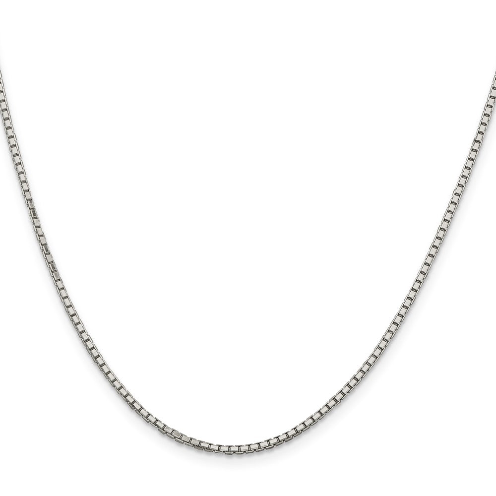18 Inch Sterling Silver Rhodium-Plated 1.7mm 8 Sided D/C Mirror Box Chain W/2In Ext
