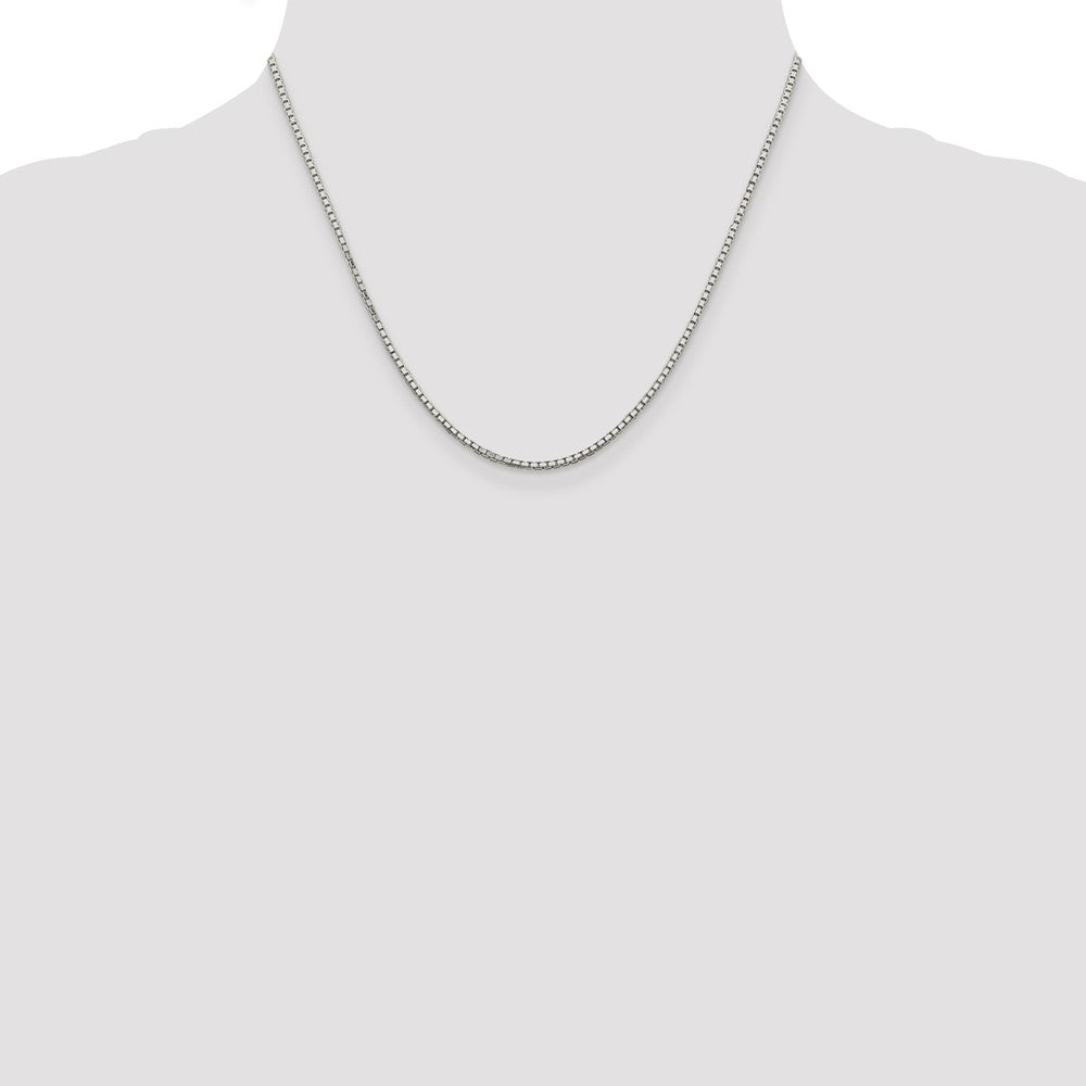 18 Inch Sterling Silver Rhodium-Plated 1.7mm 8 Sided D/C Mirror Box Chain W/2In Ext