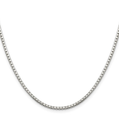 28 Inch Sterling Silver 2mm 8 Sided Diamond-Cut Box Chain Necklace