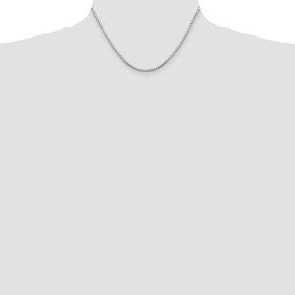 16 Inch Sterling Silver 2mm 8 Sided Diamond-Cut Box Chain Necklace