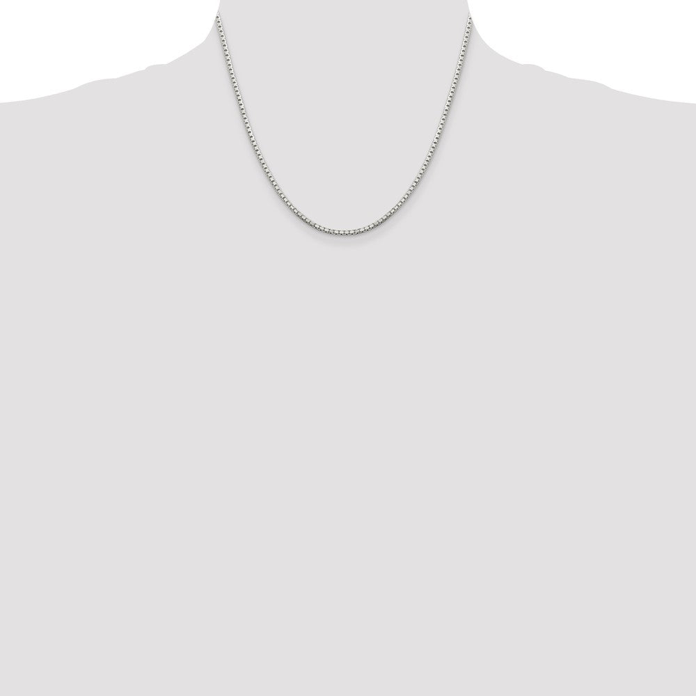 18 Inch Sterling Silver 2mm 8 Sided Diamond-Cut Box Chain Necklace