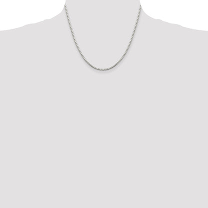 18 Inch Sterling Silver 2mm 8 Sided Diamond-Cut Box Chain Necklace