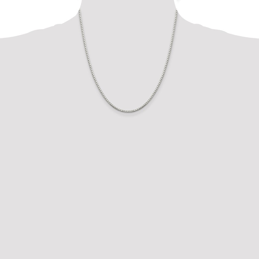 20 Inch Sterling Silver 2mm 8 Sided Diamond-Cut Box Chain Necklace