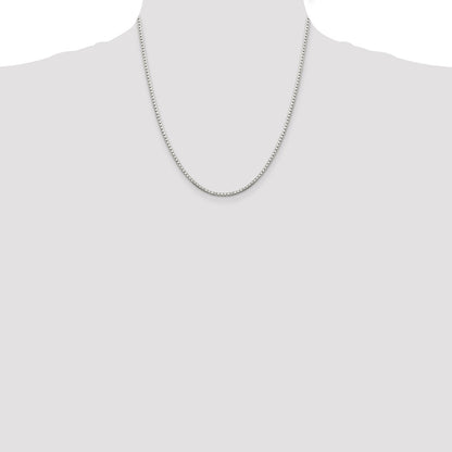 20 Inch Sterling Silver 2mm 8 Sided Diamond-Cut Box Chain Necklace