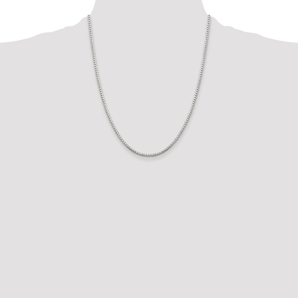 22 Inch Sterling Silver 2mm 8 Sided Diamond-Cut Box Chain Necklace